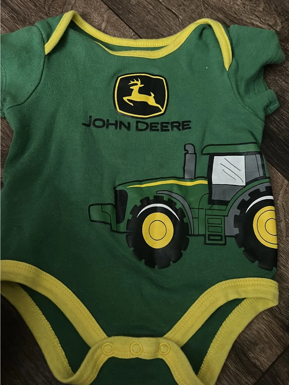 John Deere Green and Yellow Tractor Baby Bodysuit